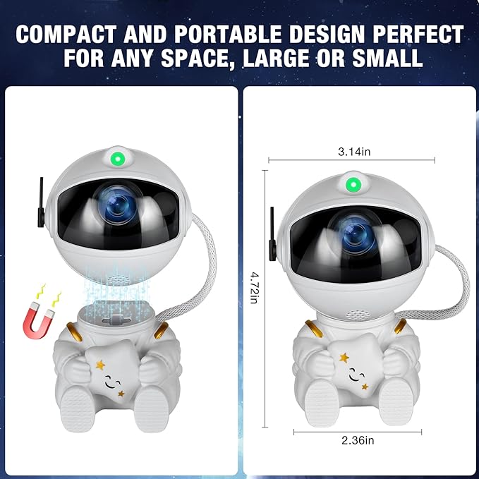 Proyector Astronauta Galáctico - Proyector de Estrellas, Luz Nocturna y Espacio, con Control Remoto y Temporizador
