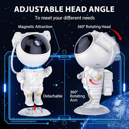 Proyector Astronauta Galáctico - Proyector de Estrellas, Luz Nocturna y Espacio, con Control Remoto y Temporizador