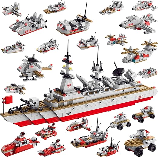 Conjunto de Construcción 25 en 1 - Barco De Guerra, 25 Figuras Posibles, de 6 a 12 años. (1068 piezas)